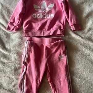 Adidas Kids Pink Tracksuit Bottoms